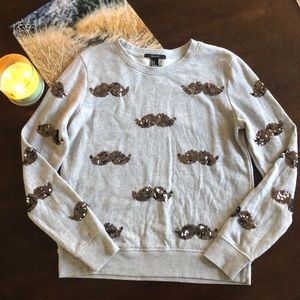 Gray mustache sweatshirt